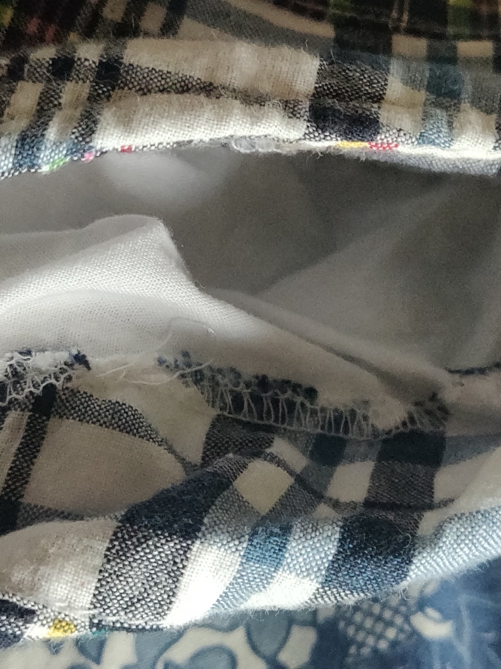 Carole Little Navy, White & Multicolor Madras Patchwork Plaid Skirt EUC size 12 - Picture 7 of 10